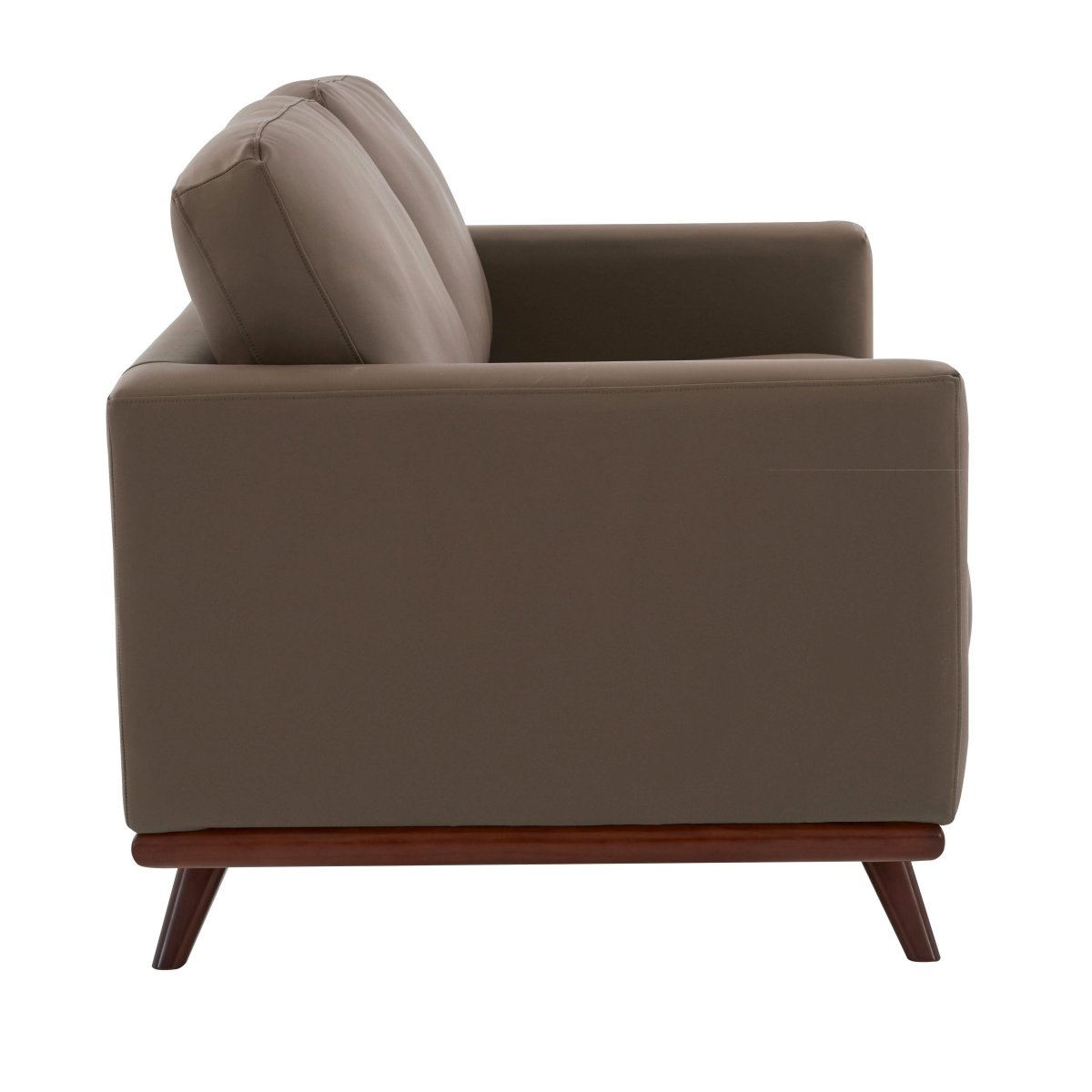 Birch Wood Base Leather/Mesh Loveseat - Chester Collection Leather Taupe Sofa Leisuremod