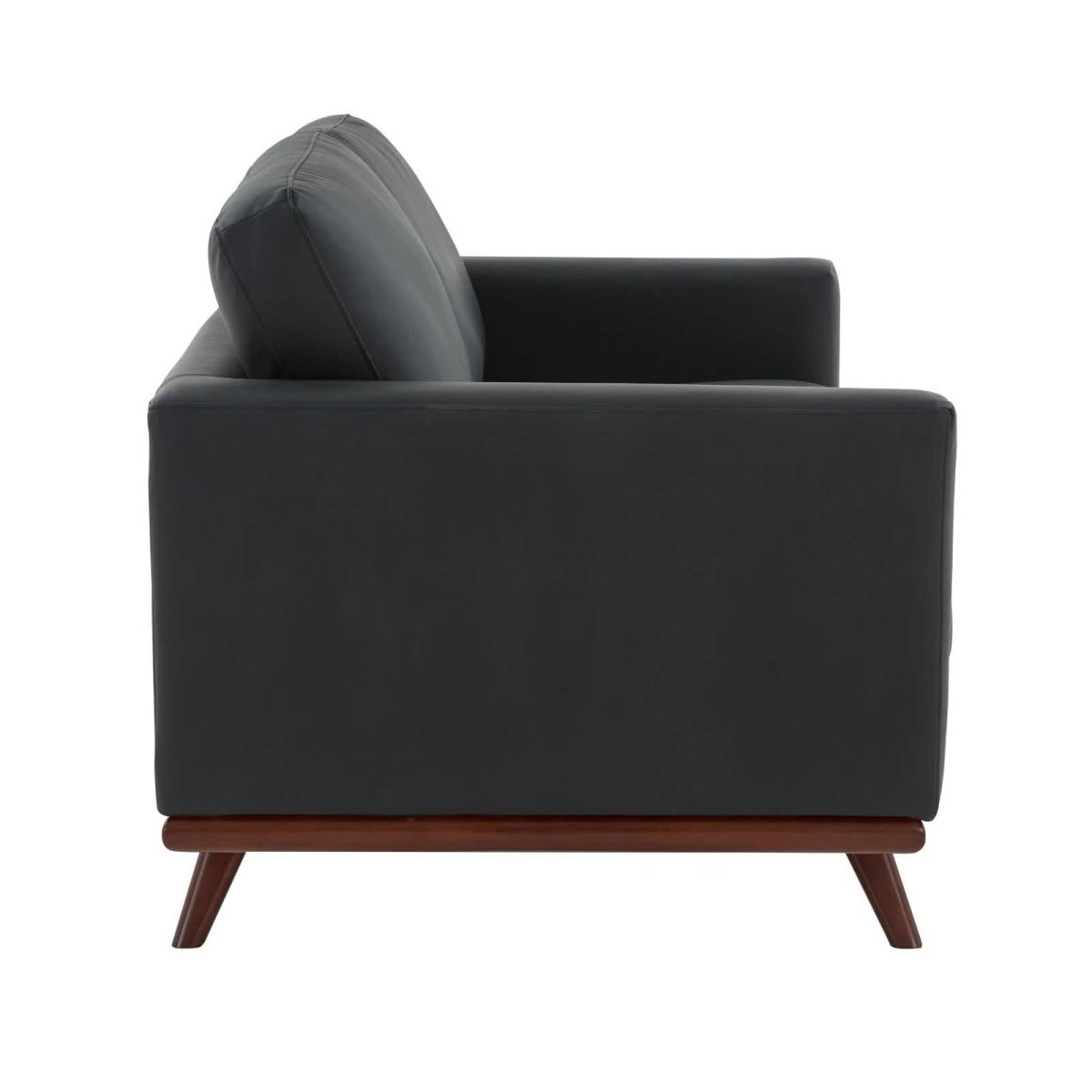 Birch Wood Base Leather/Mesh Loveseat - Chester Collection Leather Grey Sofa Leisuremod