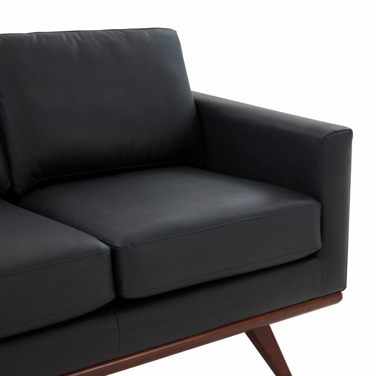 Birch Wood Base Leather/Mesh Loveseat - Chester Collection Leather Grey Sofa Leisuremod