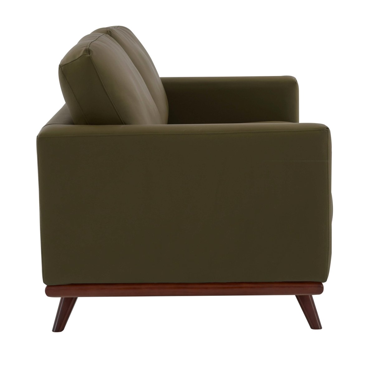 Birch Wood Base Leather/Mesh Loveseat - Chester Collection Leather Green Sofa Leisuremod