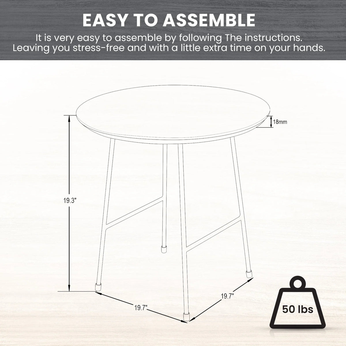 Rossmore Round Side Table with MDF Wood Tabletop in White Steel - Elax Furniture