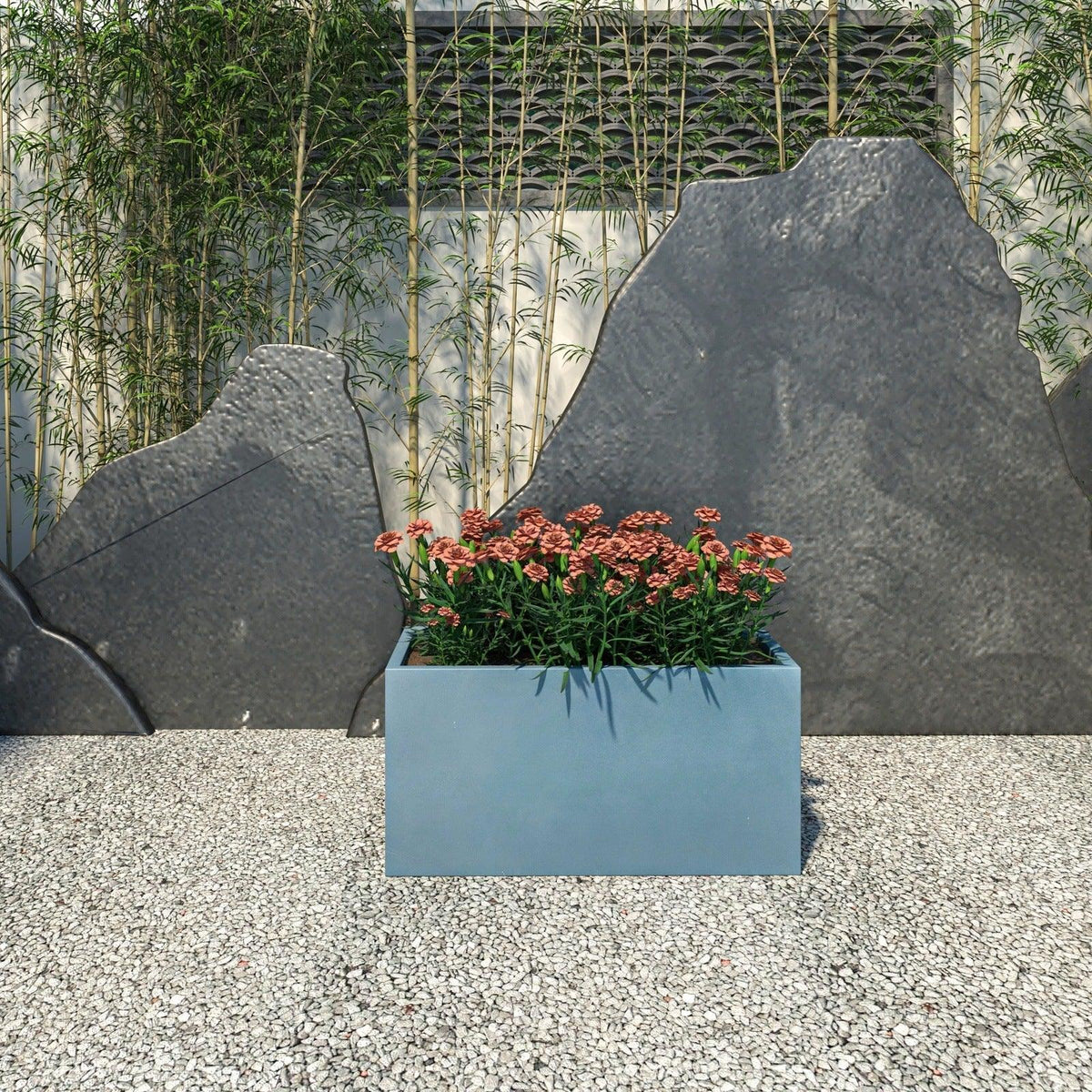 Bloom Mid-Century Modern Rectangular Fiberstone and MGO Clay Planter for Indoor and Outdoor - Elax Furniture