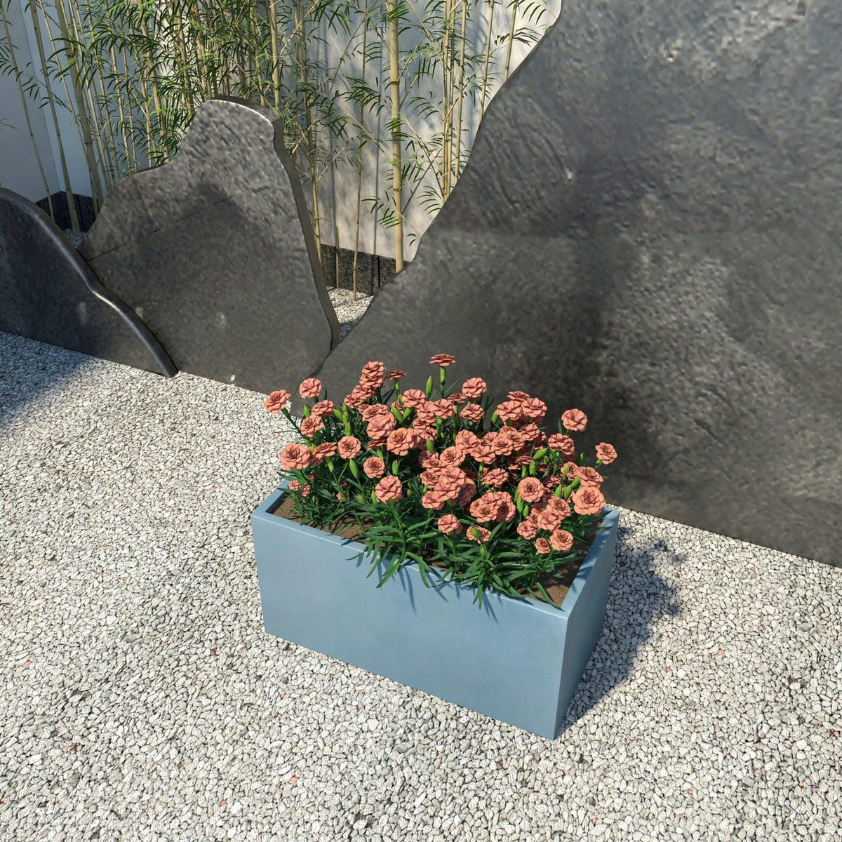 Bloom Mid-Century Modern Rectangular Fiberstone and MGO Clay Planter for Indoor and Outdoor - Elax Furniture
