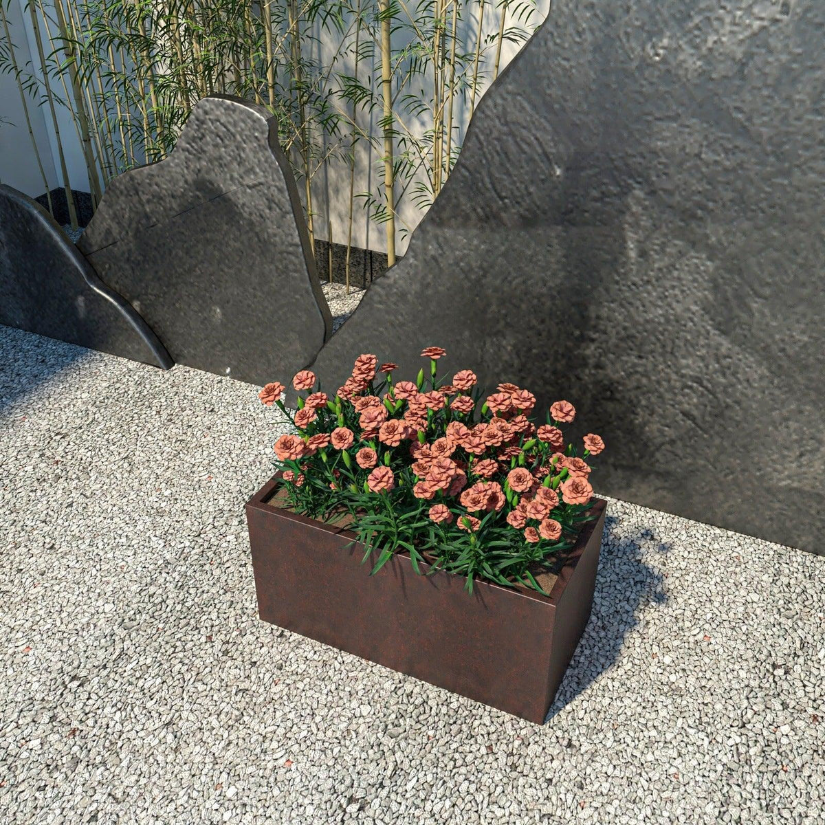 Bloom Mid-Century Modern Rectangular Fiberstone and MGO Clay Planter for Indoor and Outdoor - Elax Furniture