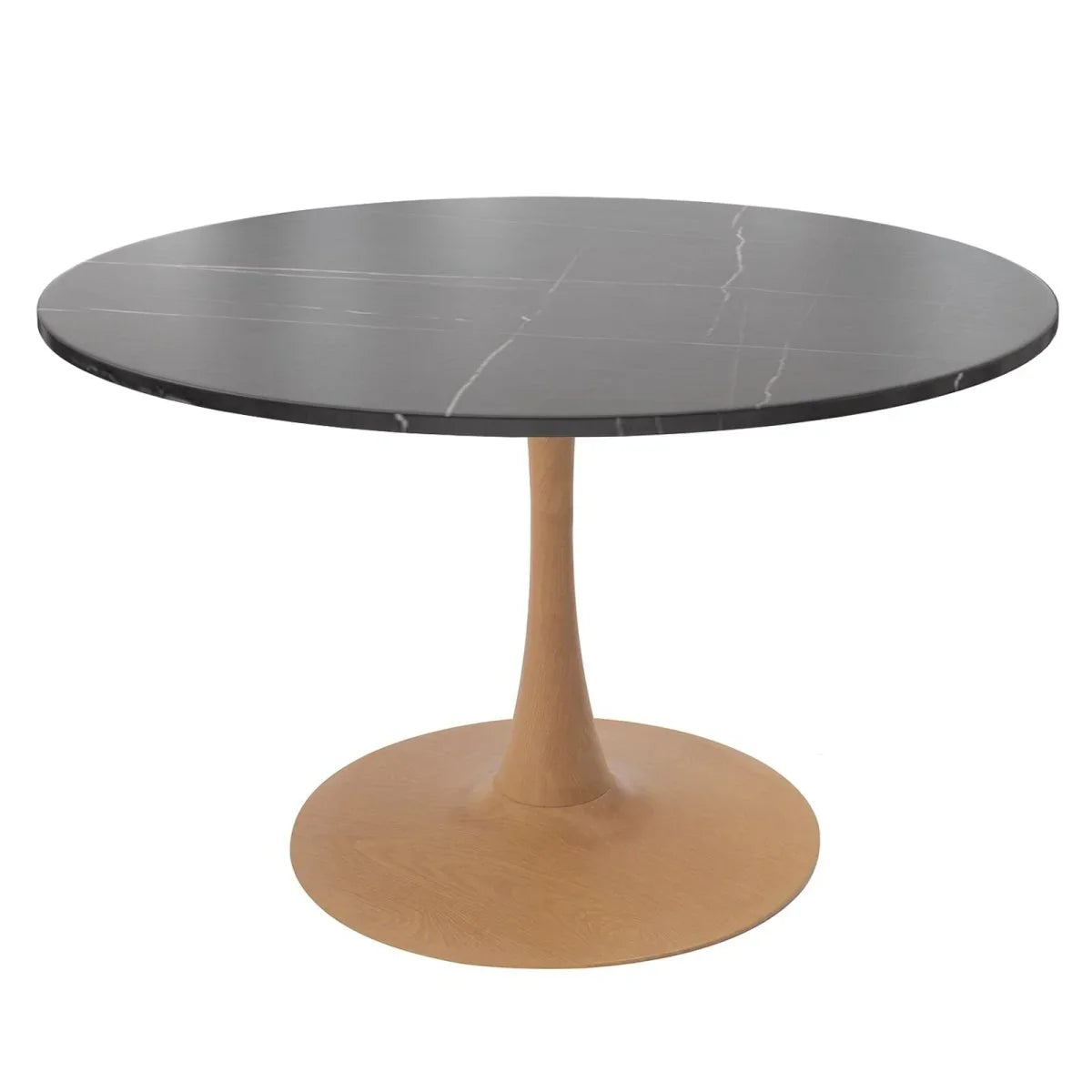 Bristol 27"/31"/35"/40" Round Dining Table Wood Transfer Cherry/Natural/Walnut Base with Sintered Stone Table Top - Elax Furniture