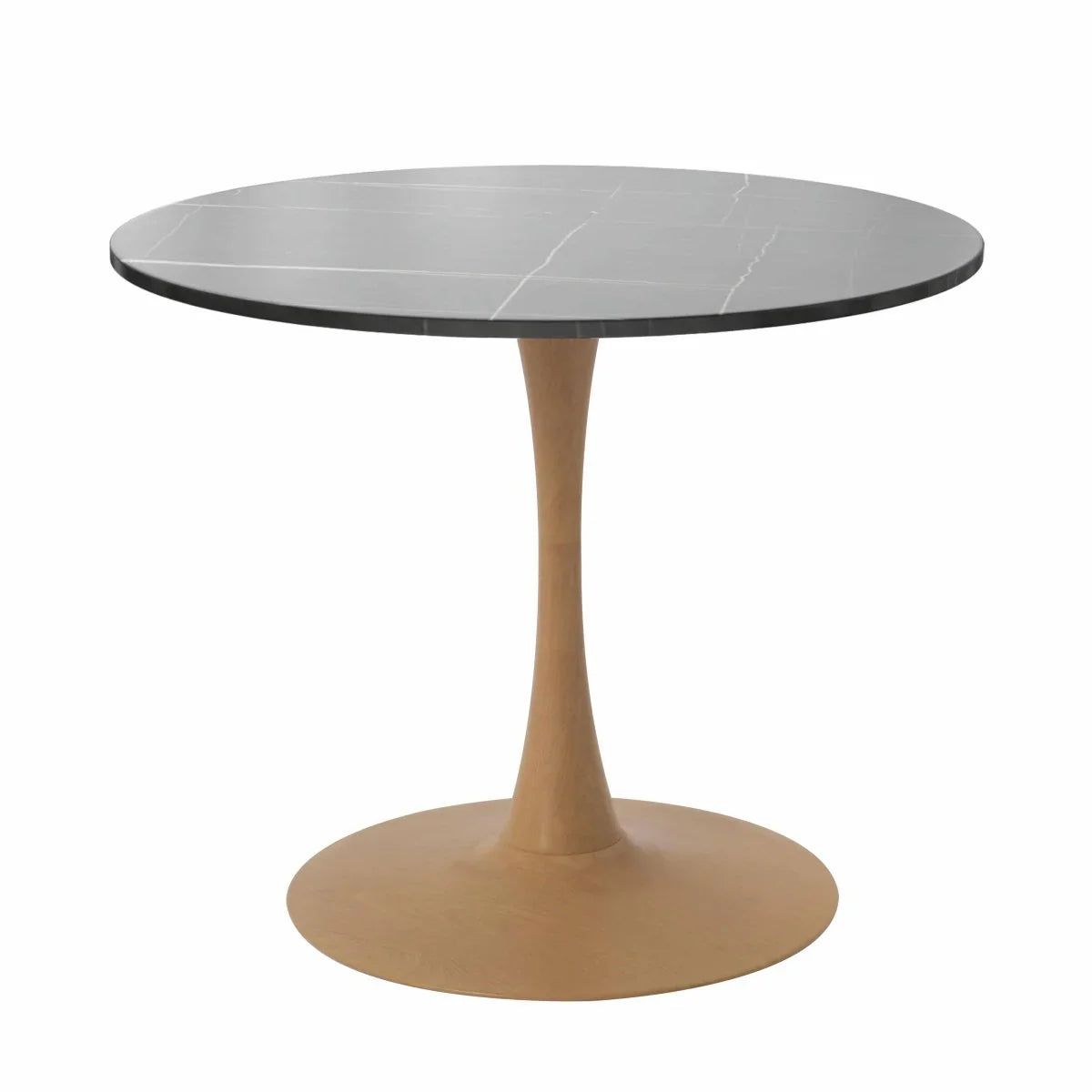Bristol 27"/31"/35"/40" Round Dining Table Wood Transfer Cherry/Natural/Walnut Base with Sintered Stone Table Top - Elax Furniture
