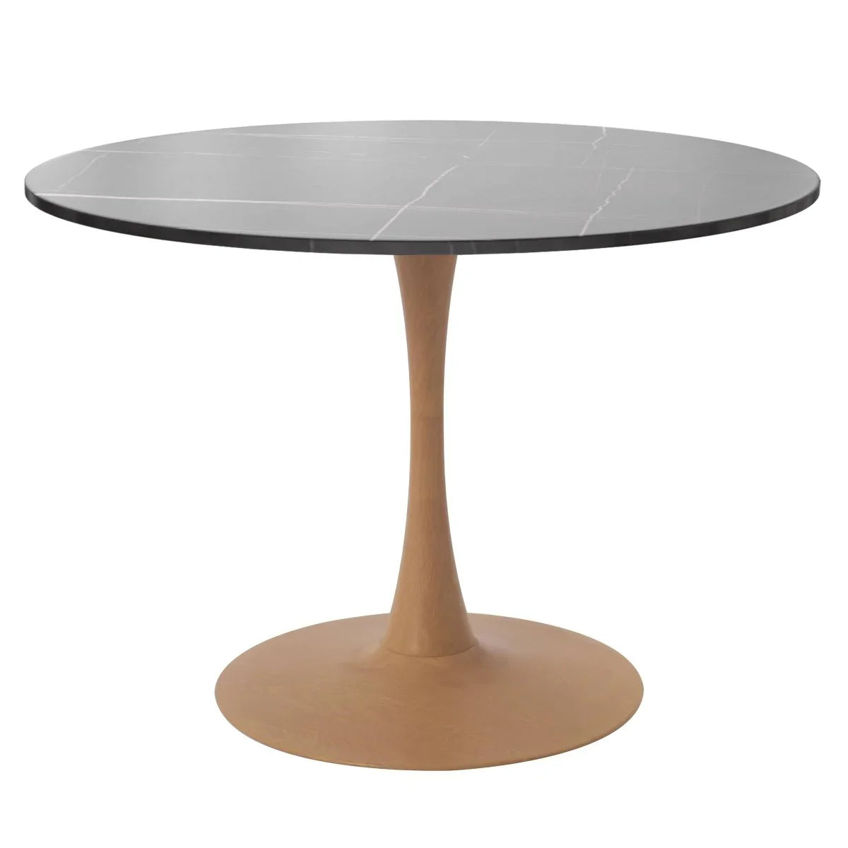 Bristol 27"/31"/35"/40" Round Dining Table Wood Transfer Cherry/Natural/Walnut Base with Sintered Stone Table Top - Elax Furniture