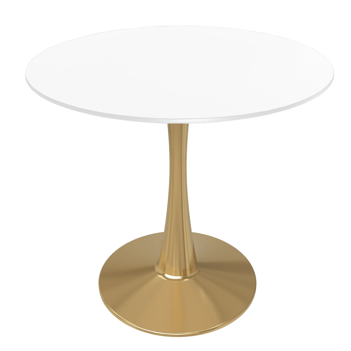 Bristol Round Dining Table with MDF/Sintered Stone/Glass Tabletop in Gold Steel MDF 24 Inches White Dining Table Leisuremod