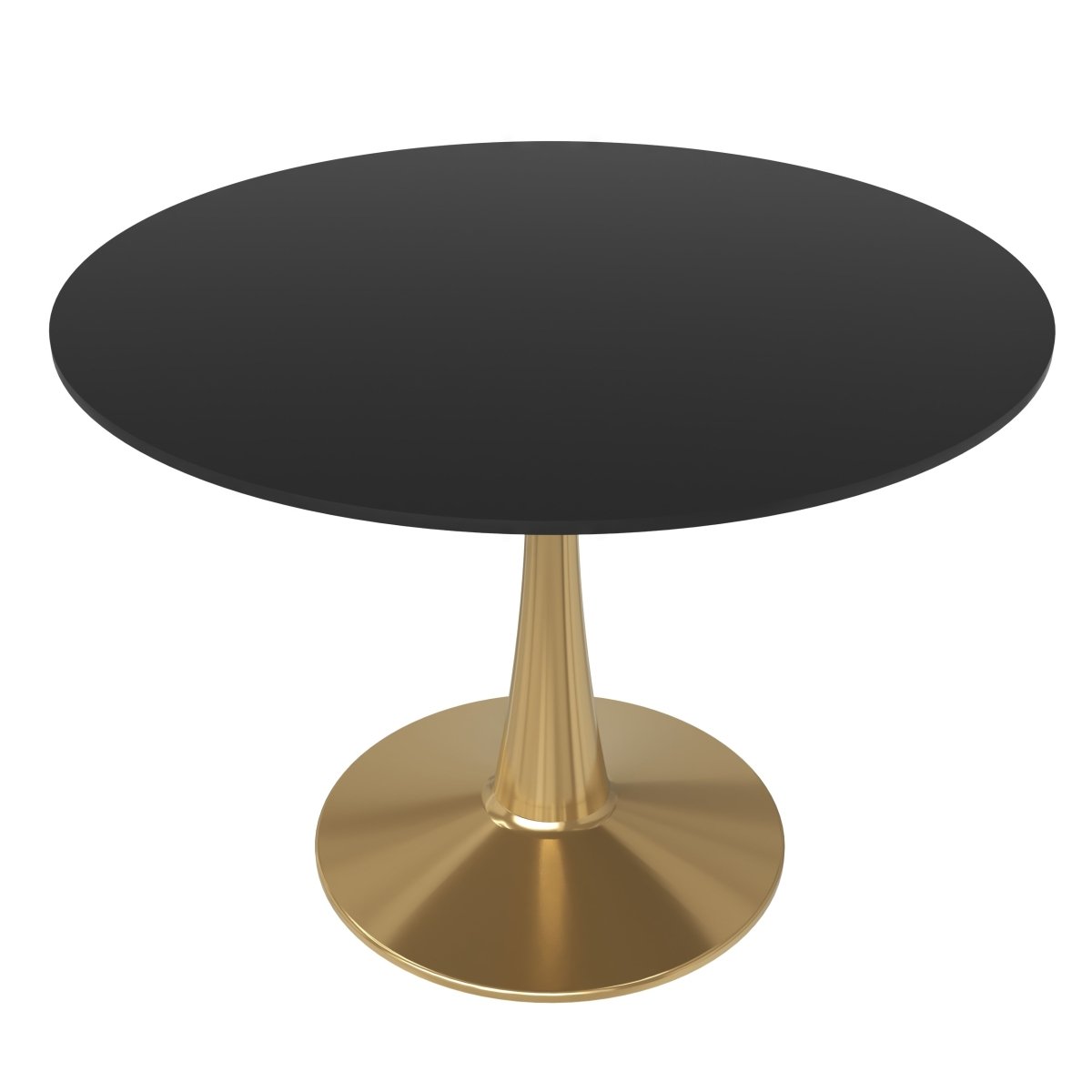 Bristol Round Dining Table with MDF/Sintered Stone/Glass Tabletop in Gold Steel MDF 40 Inches Black Dining Table Leisuremod