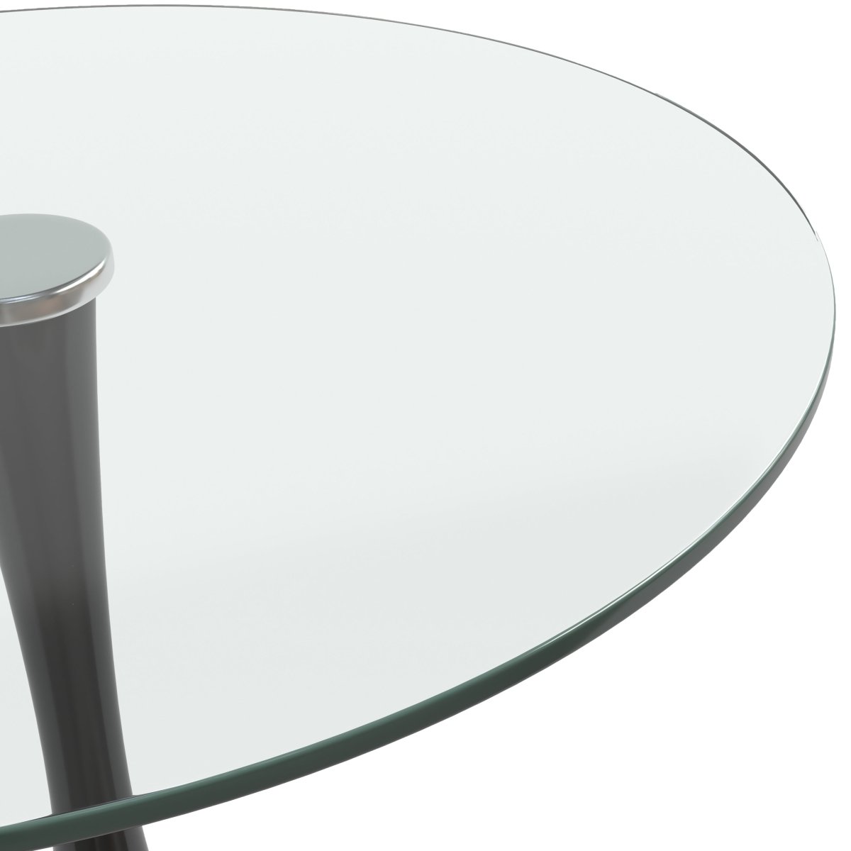 Bristol Round Dining Table with MDF/Sintered Stone/Glass Tabletop in Black Steel Base Glass 35 Inches Clear Dining Table Leisuremod