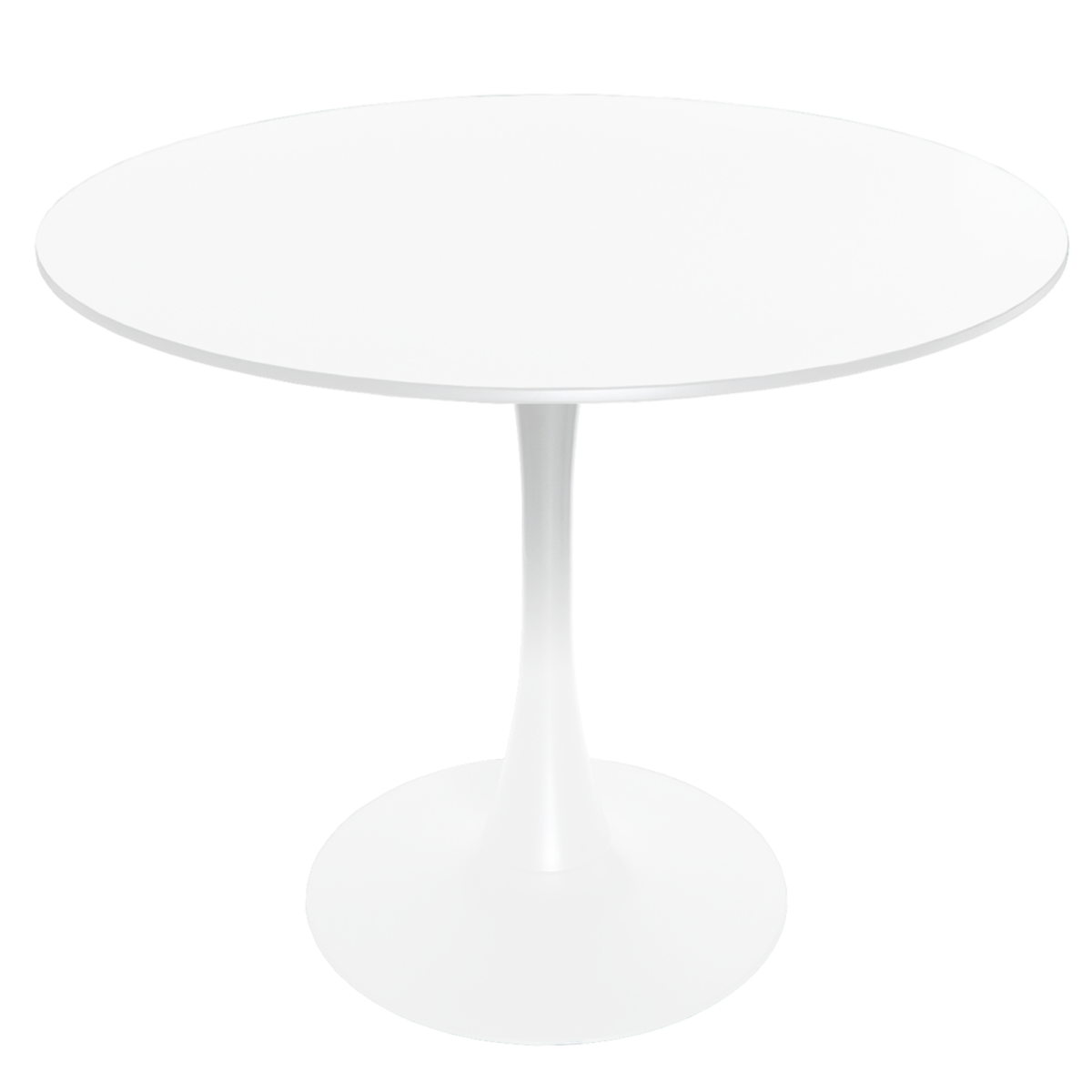 Bristol Round Dining Table with MDF/Sintered Stone/Glass Wood Tabletop in White Steel MDF White Dining Table Leisuremod