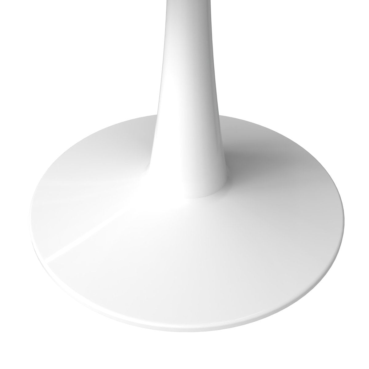 Bristol Round Dining Table with MDF/Sintered Stone/Glass Wood Tabletop in White Steel 40 Inches Black Dining Table Leisuremod