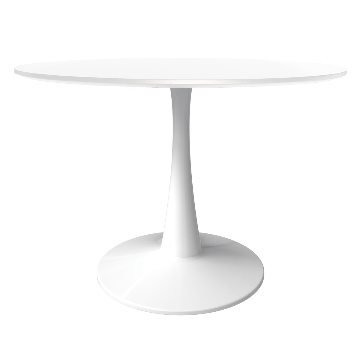Bristol Round Dining Table with MDF/Sintered Stone/Glass Wood Tabletop in White Steel 40 Inches White Dining Table Leisuremod