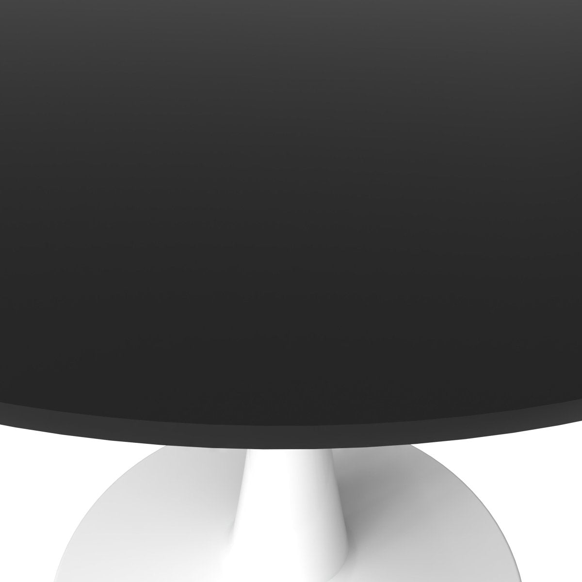 Bristol Round Dining Table with MDF/Sintered Stone/Glass Wood Tabletop in White Steel 40 Inches Black Dining Table Leisuremod