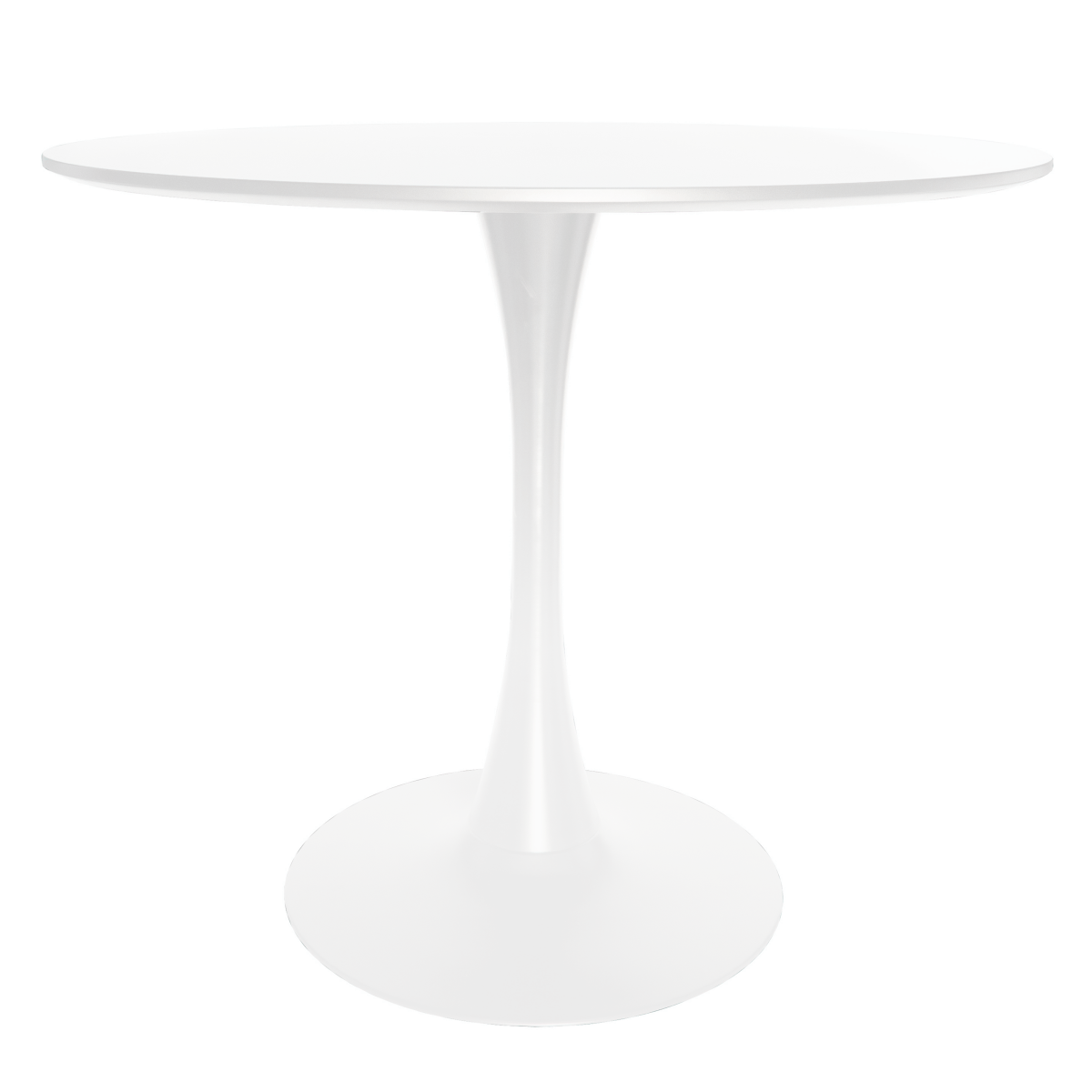 Bristol Round Dining Table with MDF/Sintered Stone/Glass Wood Tabletop in White Steel MDF White Dining Table Leisuremod