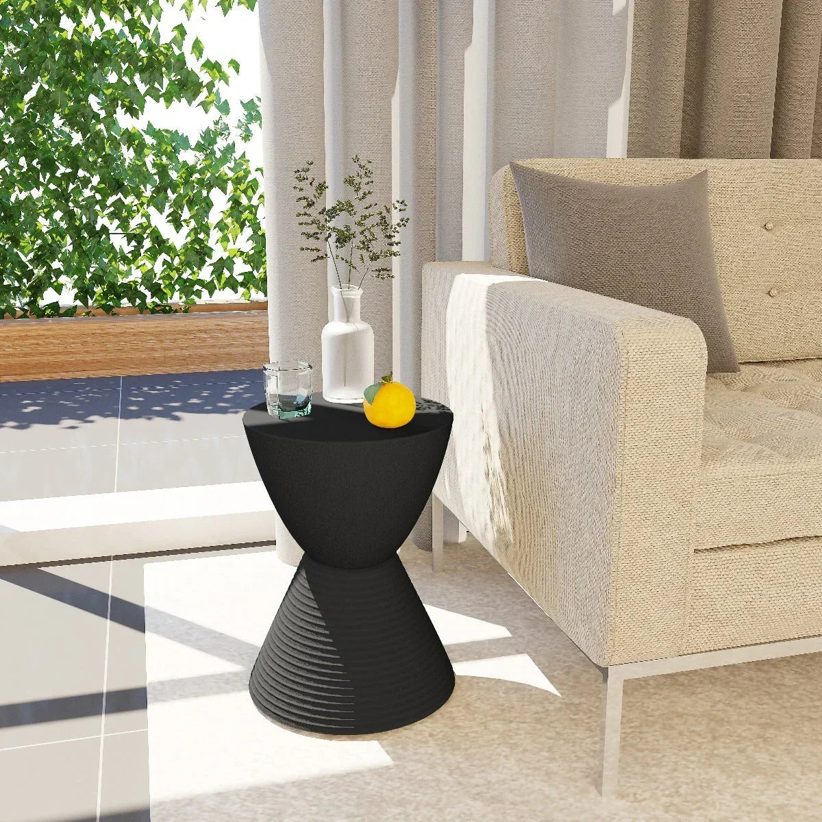Boyd Storage Round Side End Table in Polypropylene Plastic - Elax Furniture