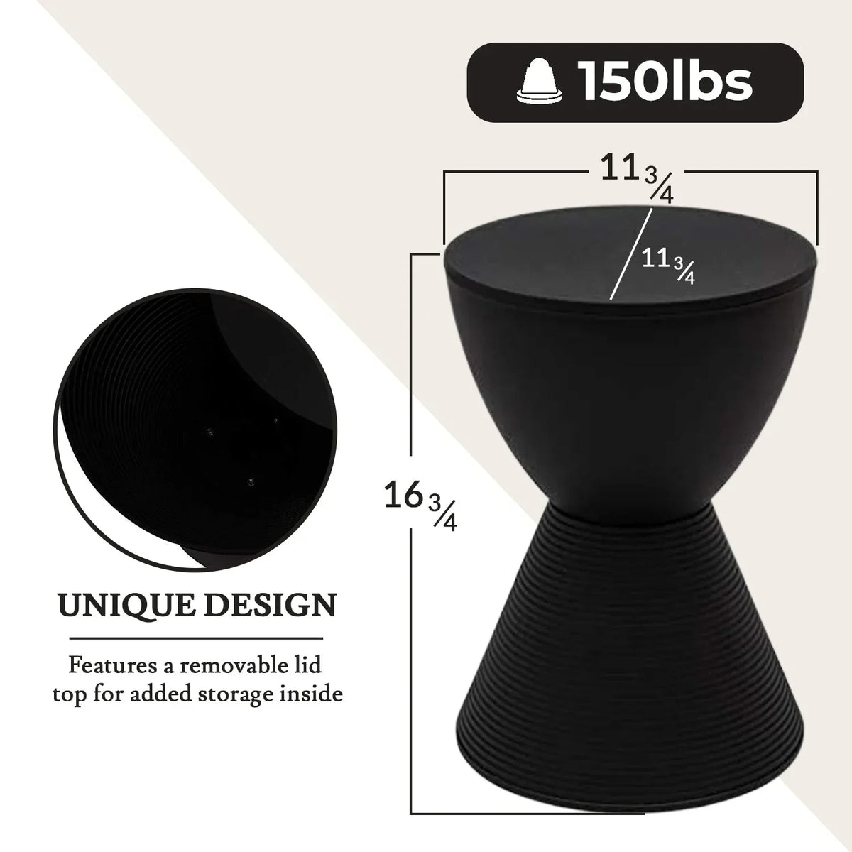 Boyd Storage Round Side End Table in Polypropylene Plastic - Elax Furniture