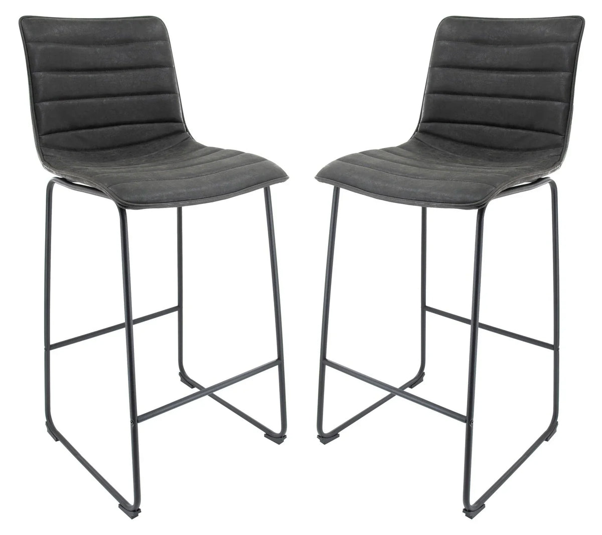Brooklyn 29.9" Modern Leather Bar Stool With Black Iron Base & Footrest - Elax Furniture