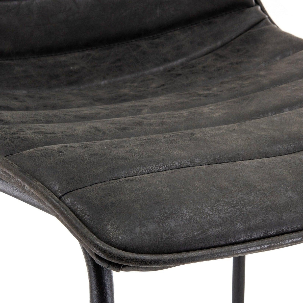 Brooklyn 29.9" Modern Leather Bar Stool With Black Iron Base & Footrest - Elax Furniture