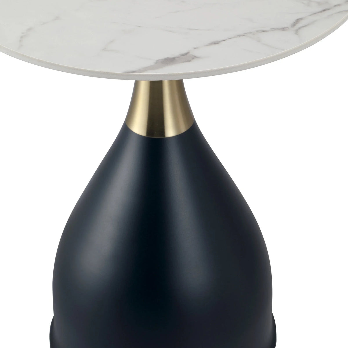 Bento Sintered Stone Top Side Table Round Accent Table Indoor Nightstand with Stainless Steel - Elax Furniture