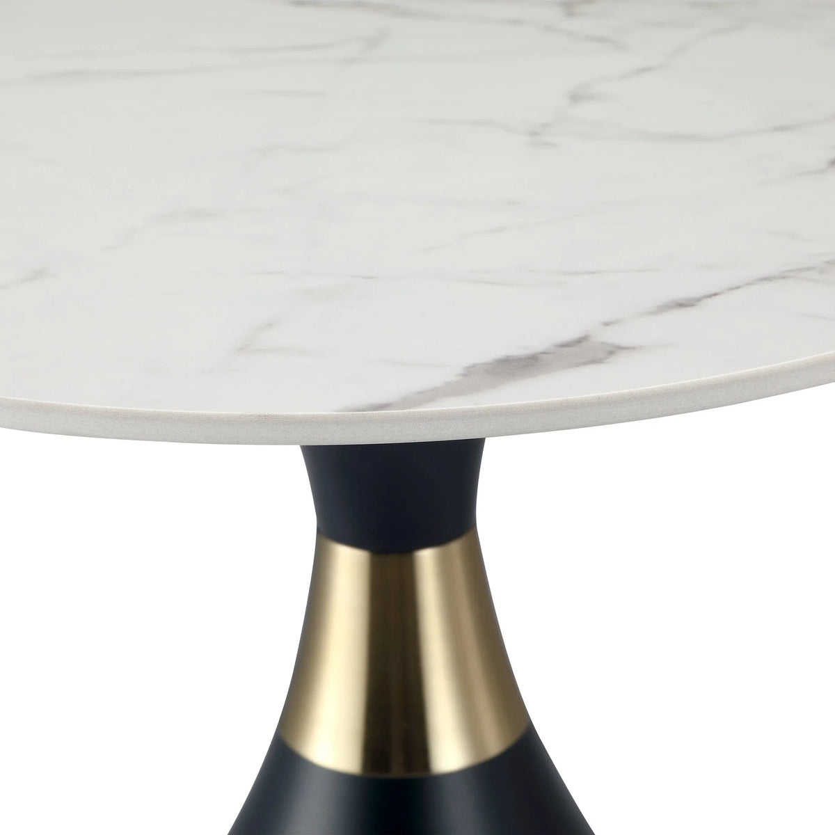 Bento Sintered Stone Top Side Table Round Accent Table Indoor Nightstand with Stainless Steel - Elax Furniture