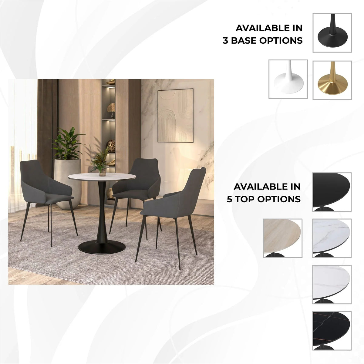 Bristol 24" Round Dining Table with MDF Wood Tabletop in Black Steel - Elax Furniture