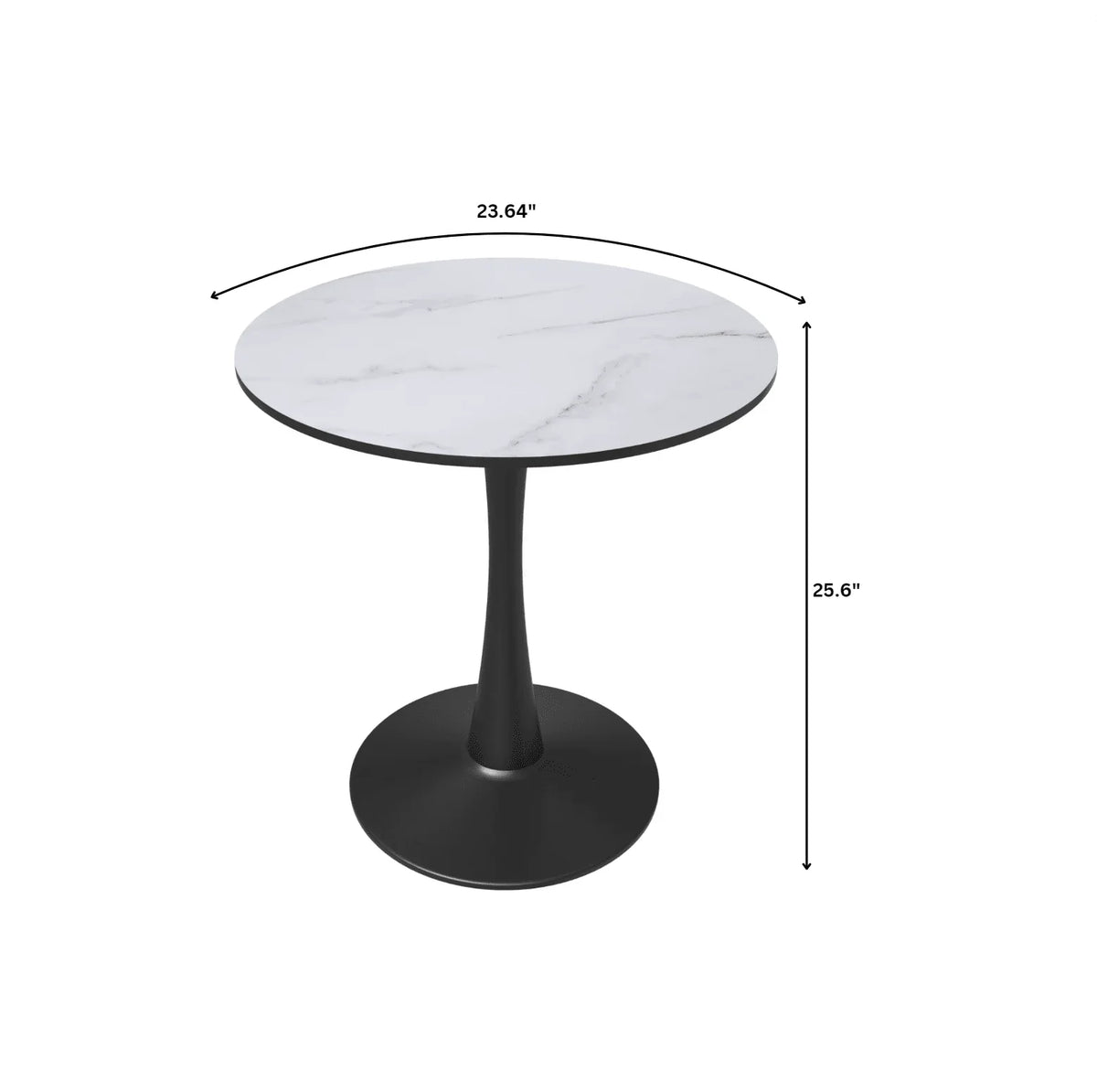 Bristol 24" Round Dining Table with MDF Wood Tabletop in Black Steel - Elax Furniture