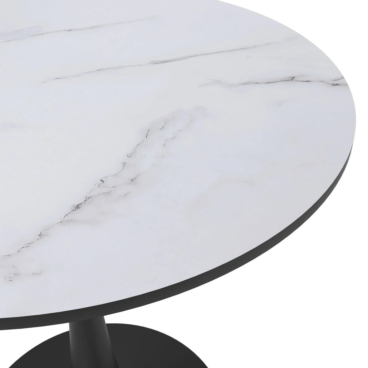 Bristol 27" Round Dining Table with MDF Wood Tabletop in Black Steel - Elax Furniture