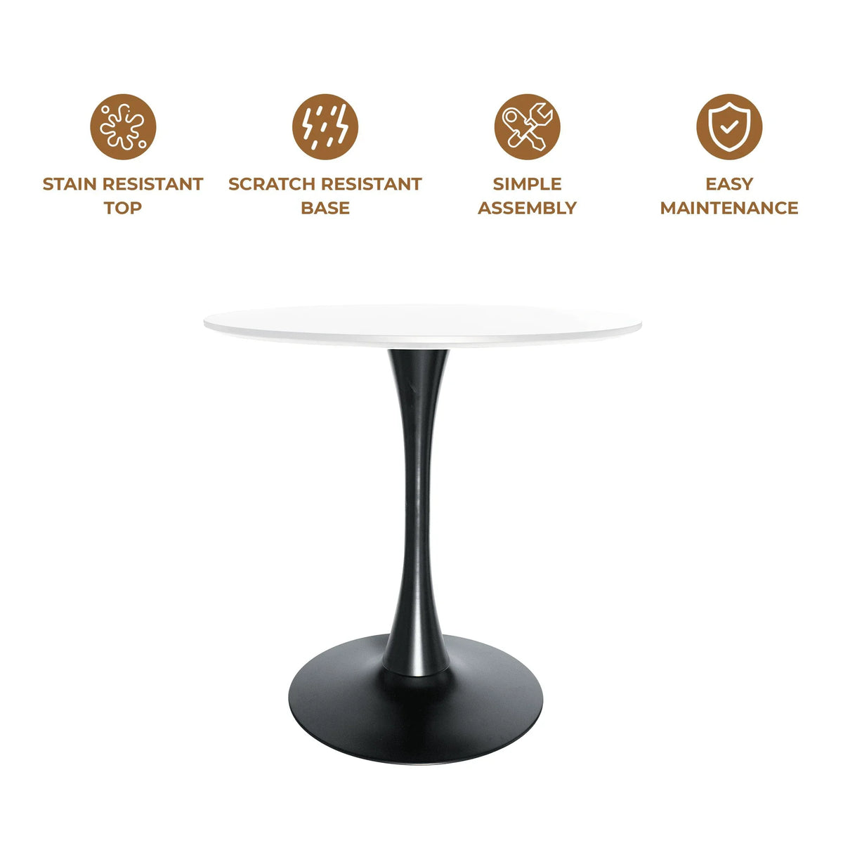 Bristol 27" Round Dining Table with MDF Wood Tabletop in Black Steel - Elax Furniture