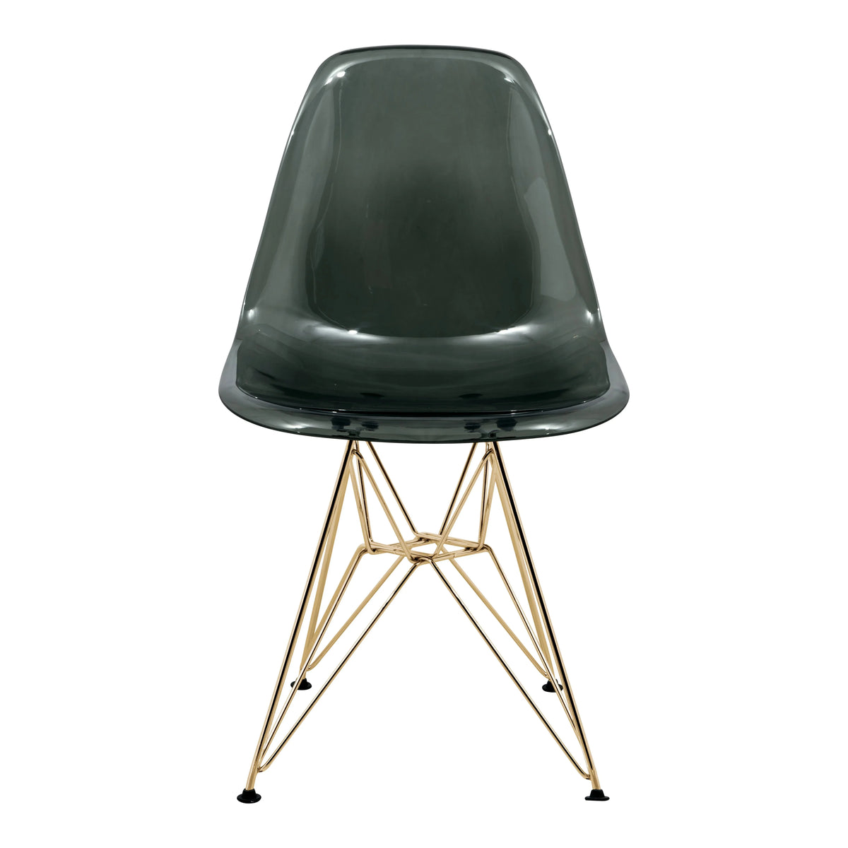 Bristol 5-Piece Dining Set 35" Round Dining Table in Black Iron - 4 ABS Plastic Side Chair in Gold Base - Elax Furniture