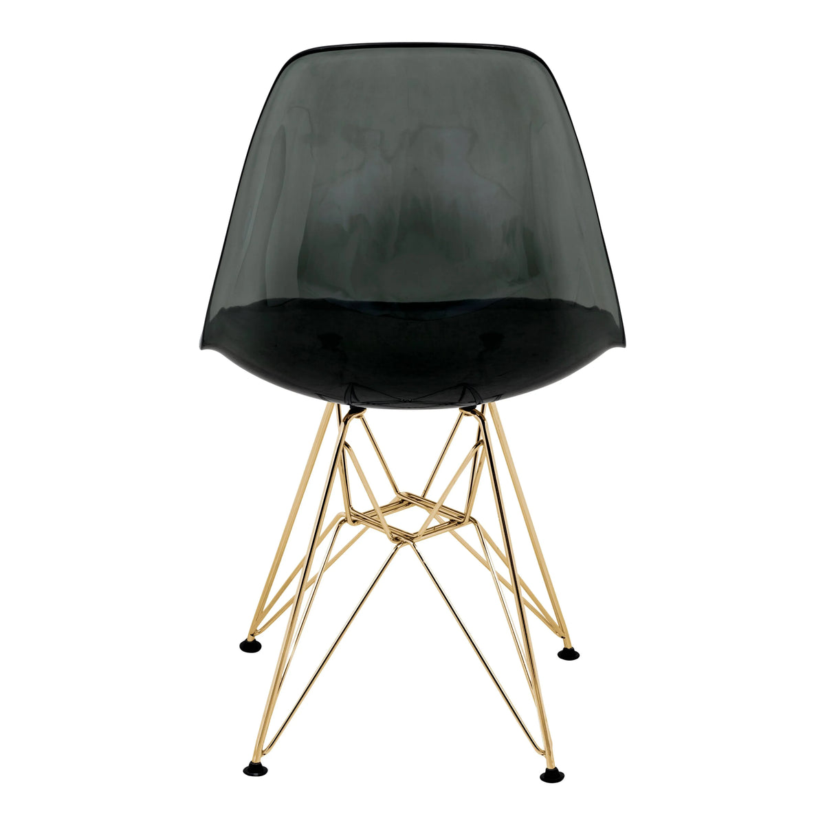 Bristol 5-Piece Dining Set 35" Round Dining Table in Black Iron - 4 ABS Plastic Side Chair in Gold Base - Elax Furniture