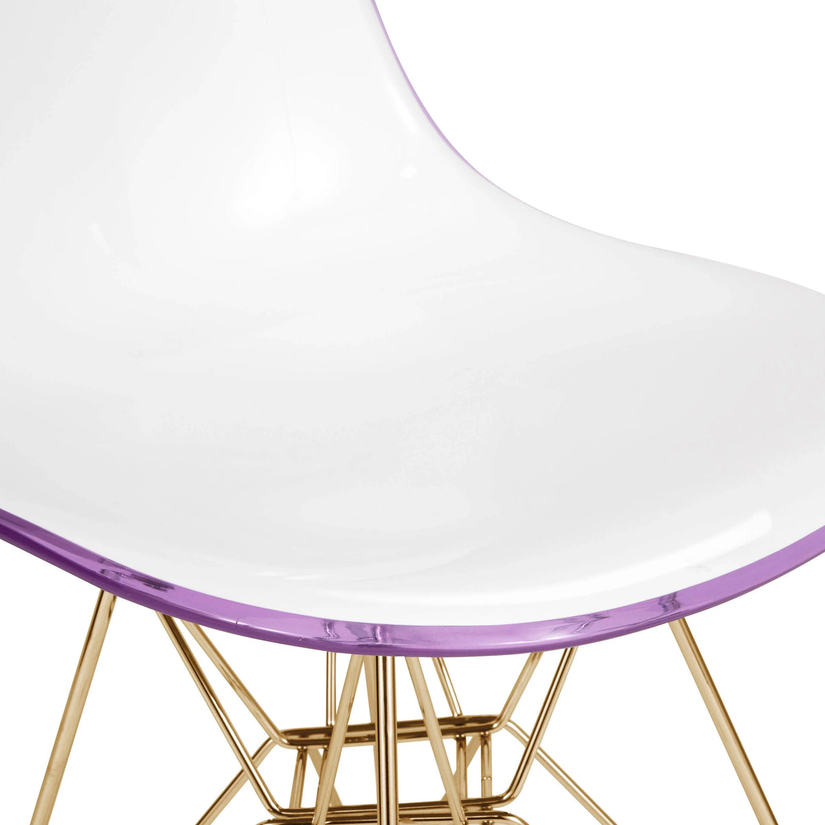 Bristol 5-Piece Dining Set 35" Round Dining Table in Black Iron - 4 ABS Plastic Side Chair in Gold Base - Elax Furniture