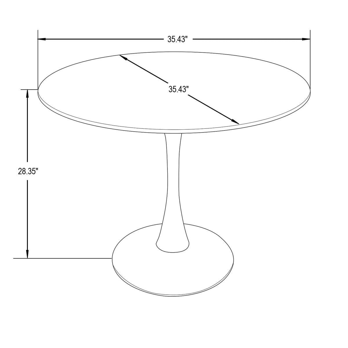 Bristol Modern Round Dining Table with Wood Top and Iron Pedestal Base - Elax Furniture