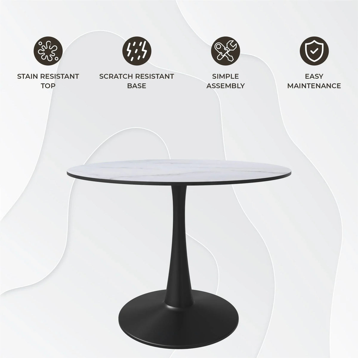 Bristol 40" Round Dining Table with MDF Wood Tabletop in Black Steel - Elax Furniture