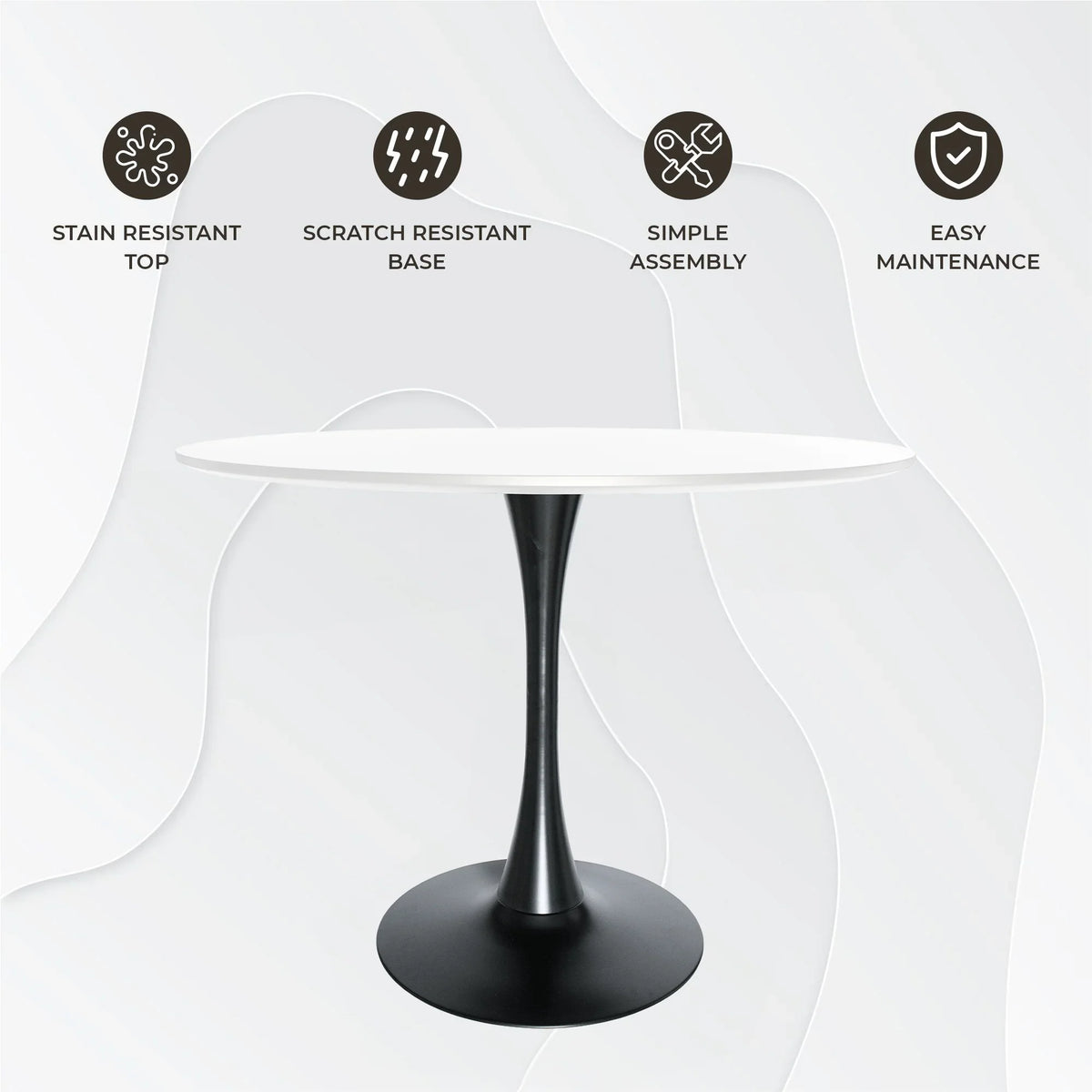 Bristol 40" Round Dining Table with MDF Wood Tabletop in Black Steel - Elax Furniture