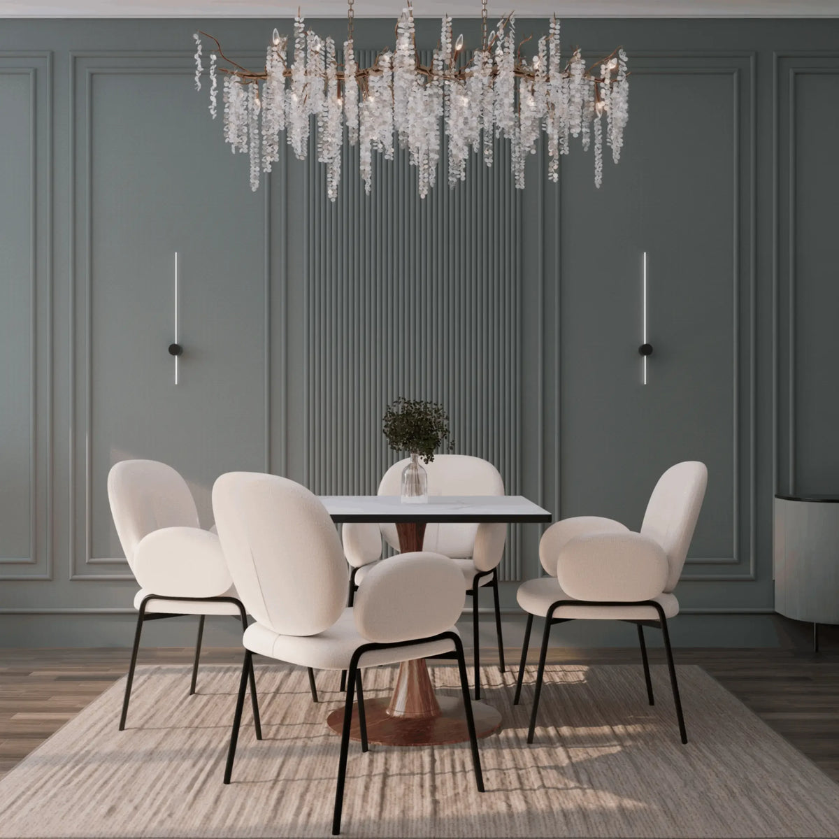 Bristol 27" Square Dining Table with Marbled White MDF Top and Steel Pedestal Base - Elax Furniture