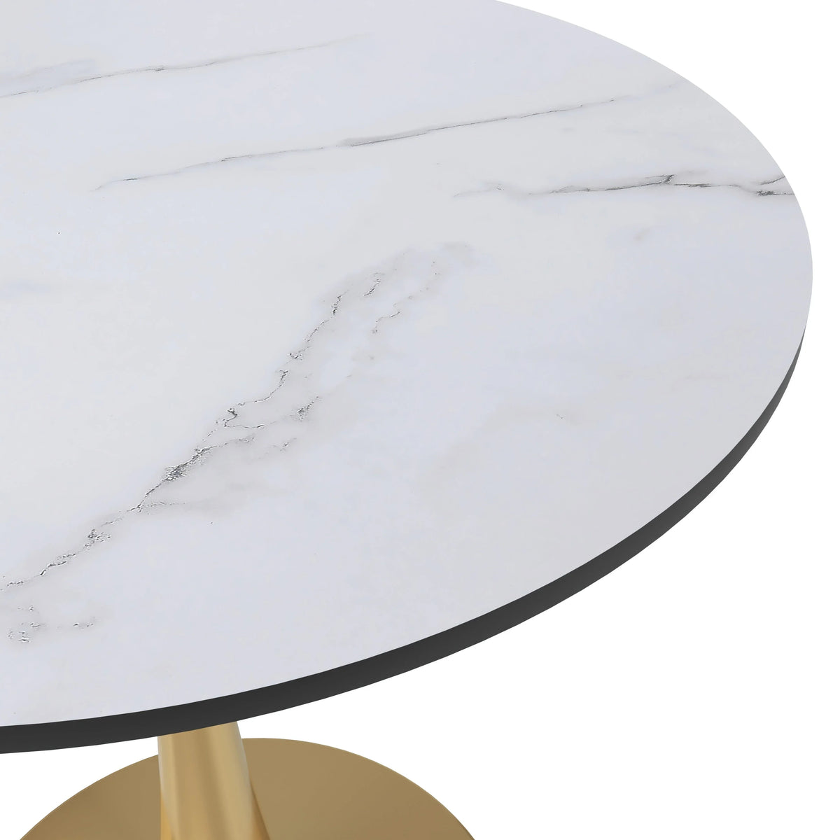 Bristol 24" Round Dining Table with MDF Wood Tabletop in Gold Steel - Elax Furniture