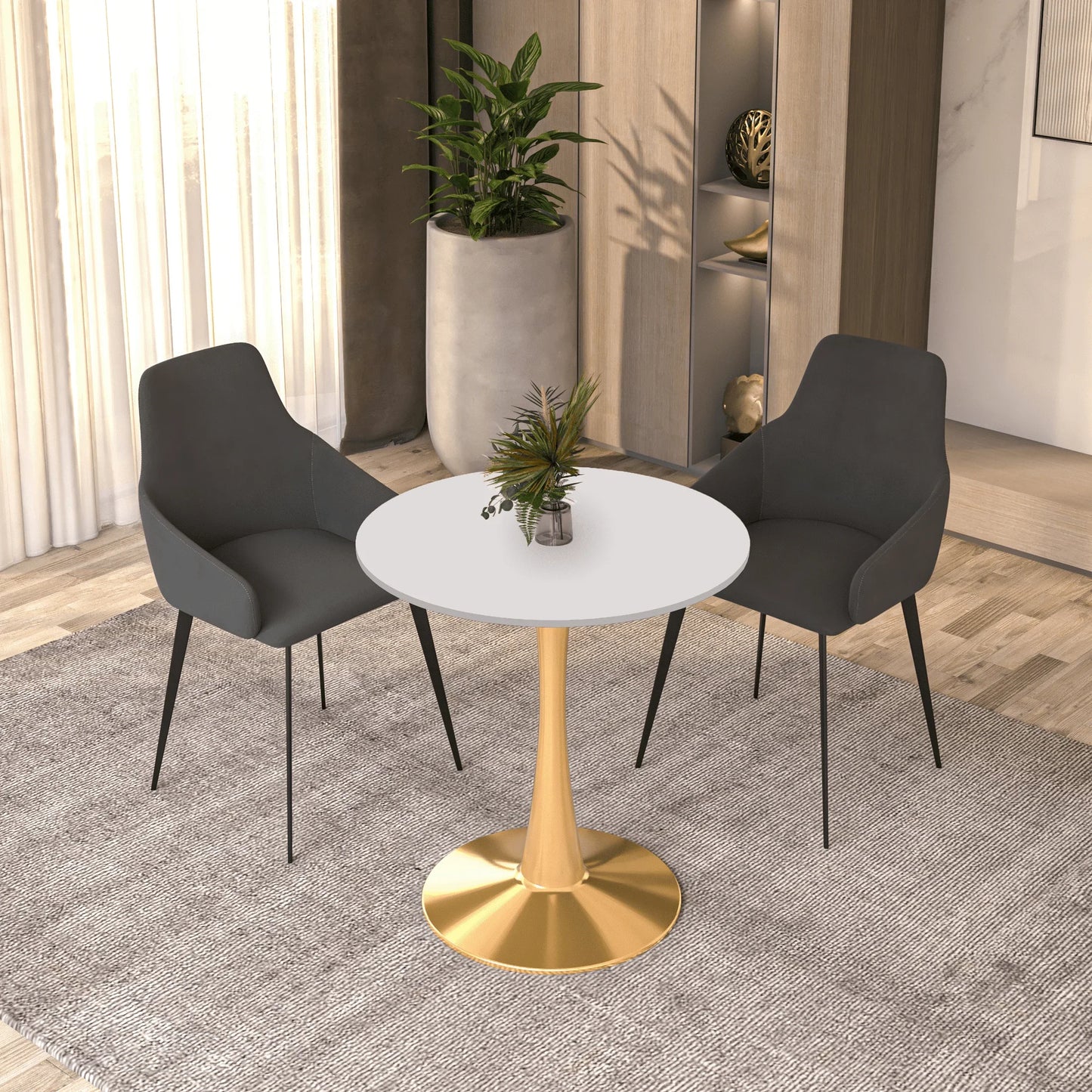 Bristol 24" Round Dining Table with MDF Wood Tabletop in Gold Steel - Elax Furniture