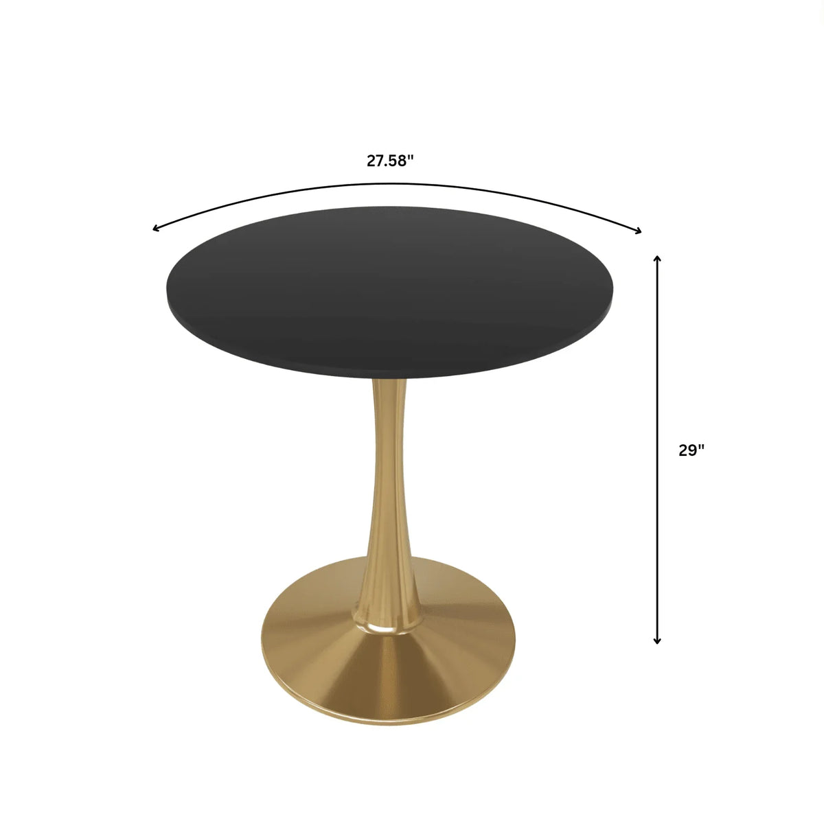 Bristol 27" Round Dining Table with MDF Wood Tabletop in Gold Steel - Elax Furniture