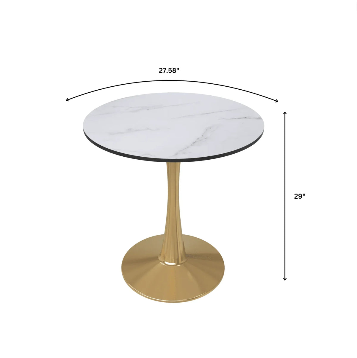 Bristol 27" Round Dining Table with MDF Wood Tabletop in Gold Steel - Elax Furniture