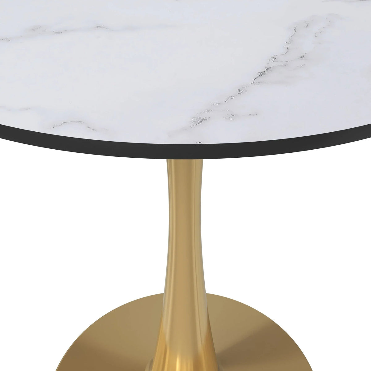 Bristol 27" Round Dining Table with MDF Wood Tabletop in Gold Steel - Elax Furniture