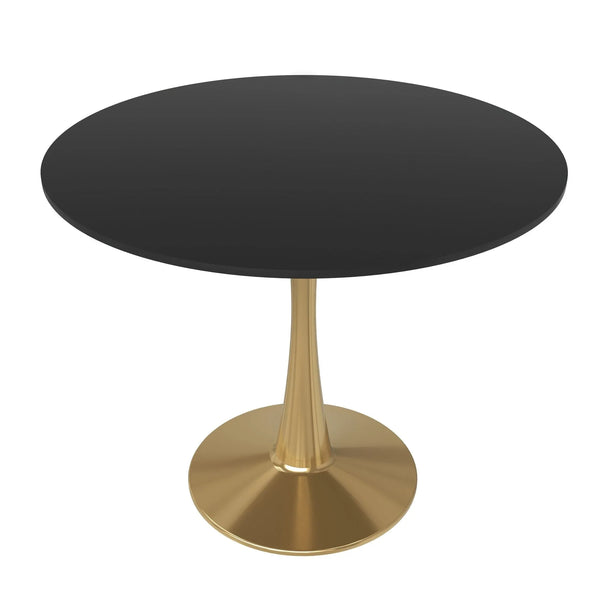 Bristol 31" Round Dining Table with MDF Wood Tabletop in Gold Steel - Elax Furniture