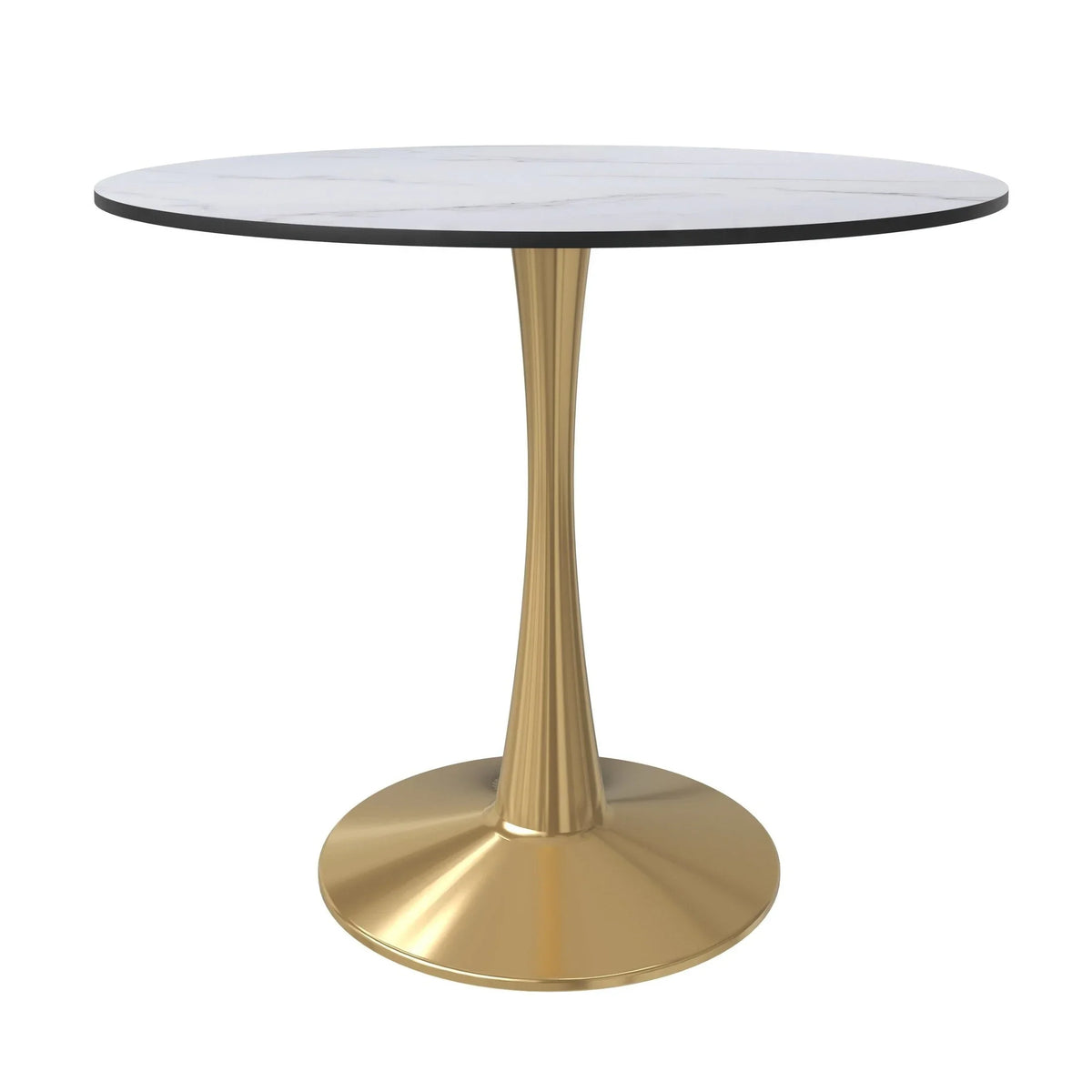 Bristol 31" Round Dining Table with MDF Wood Tabletop in Gold Steel - Elax Furniture