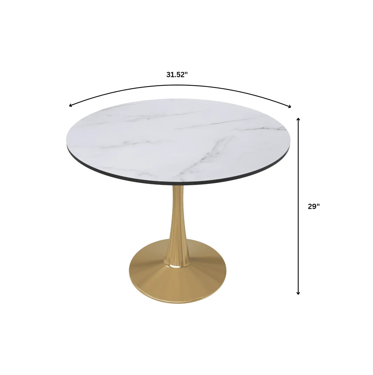Bristol 31" Round Dining Table with MDF Wood Tabletop in Gold Steel - Elax Furniture