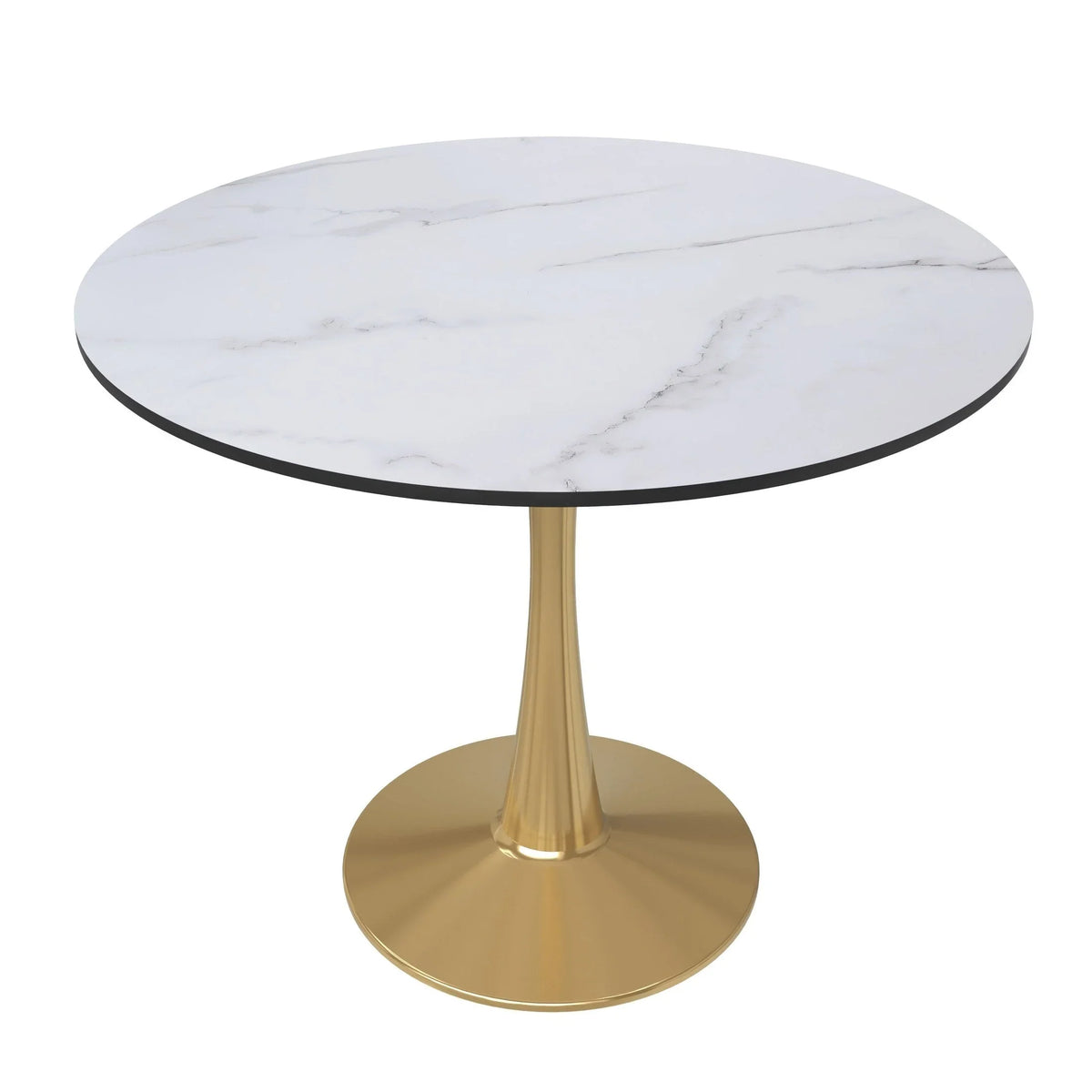Bristol 35" Round Dining Table with MDF Wood Tabletop in Gold Steel - Elax Furniture