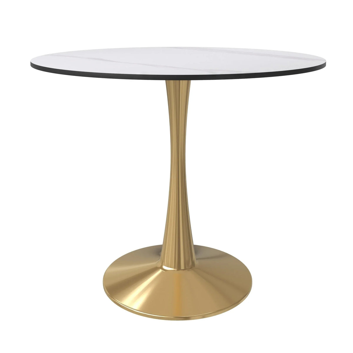 Bristol 35" Round Dining Table with Sintered Stone Tabletop in Gold Steel - Elax Furniture
