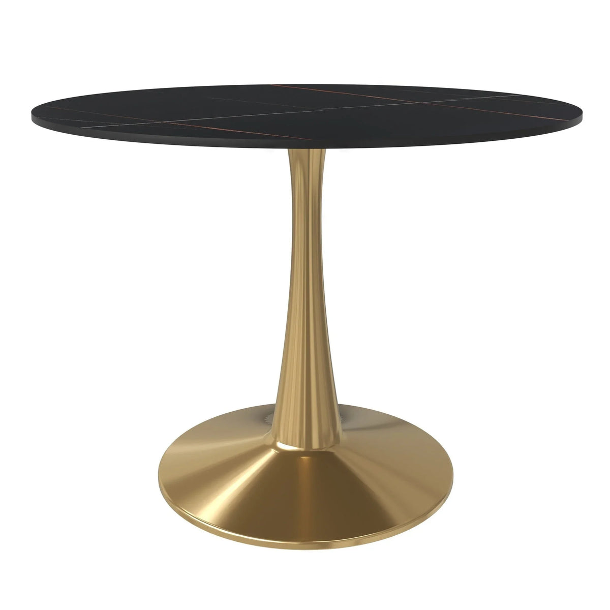 Bristol 40" Round Dining Table with Sintered Stone Tabletop in Gold Steel - Elax Furniture