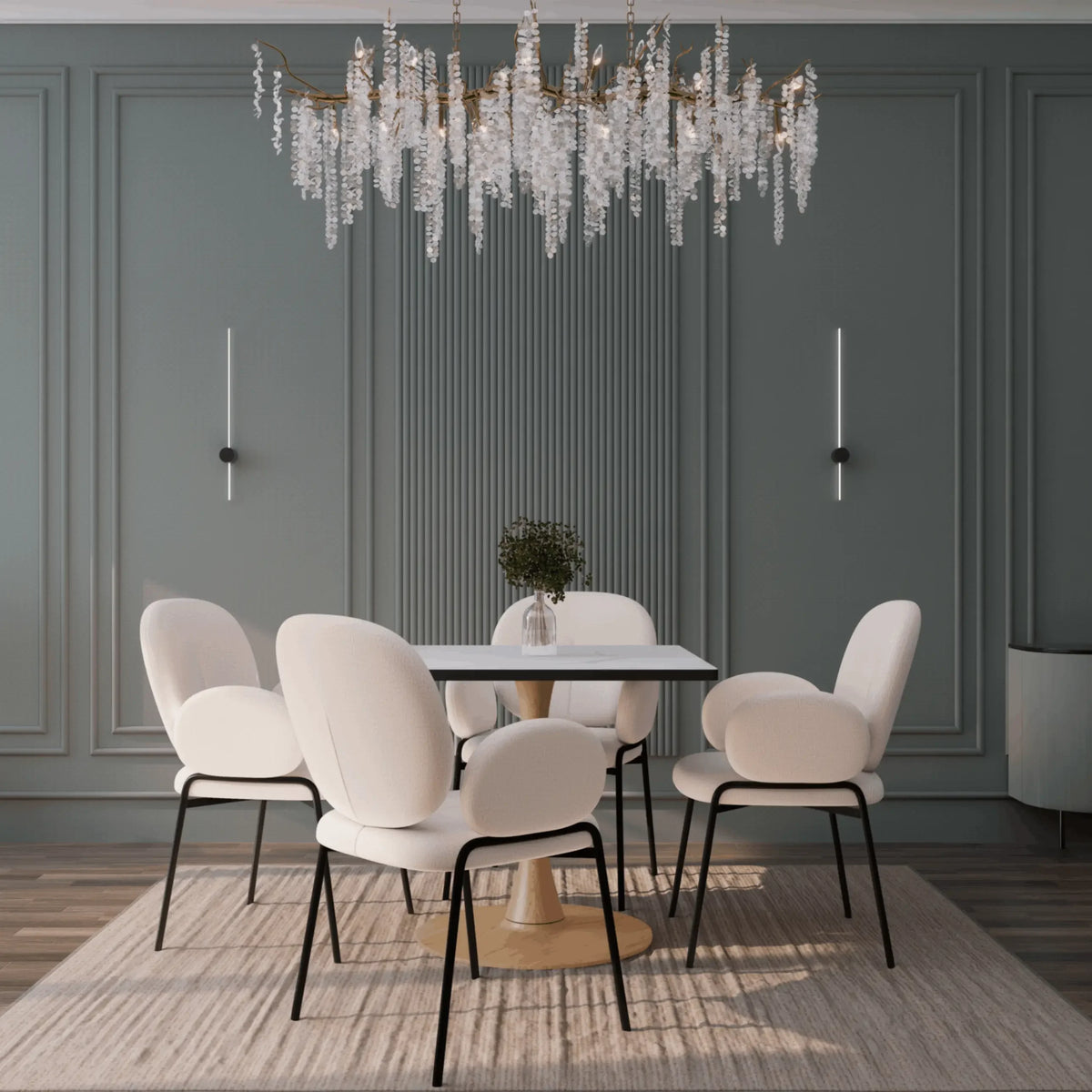 Bristol 27" Square Dining Table with Marbled White MDF Top and Steel Pedestal Base - Elax Furniture
