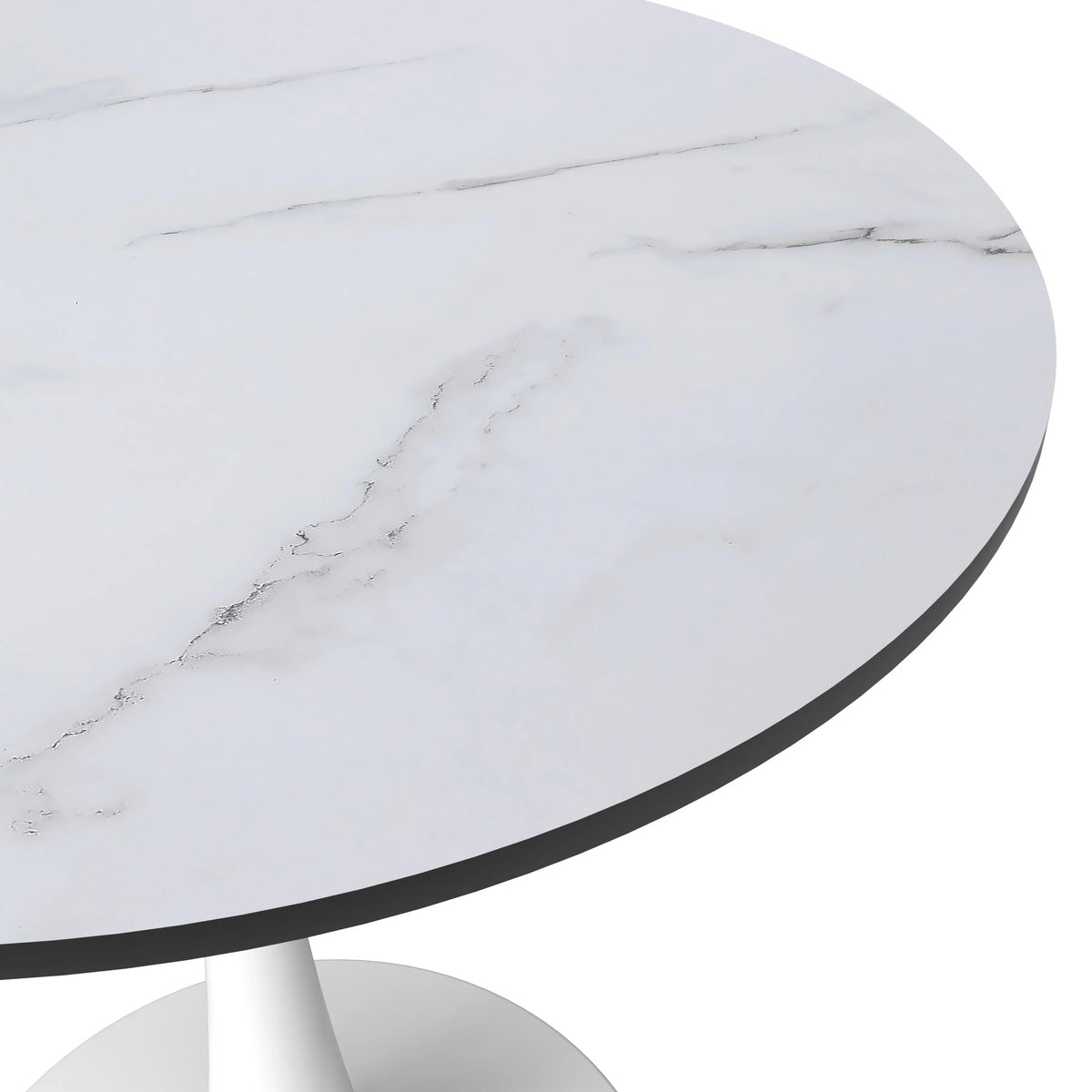 Bristol 27" Round Dining Table with MDF Wood Tabletop in White Steel - Elax Furniture