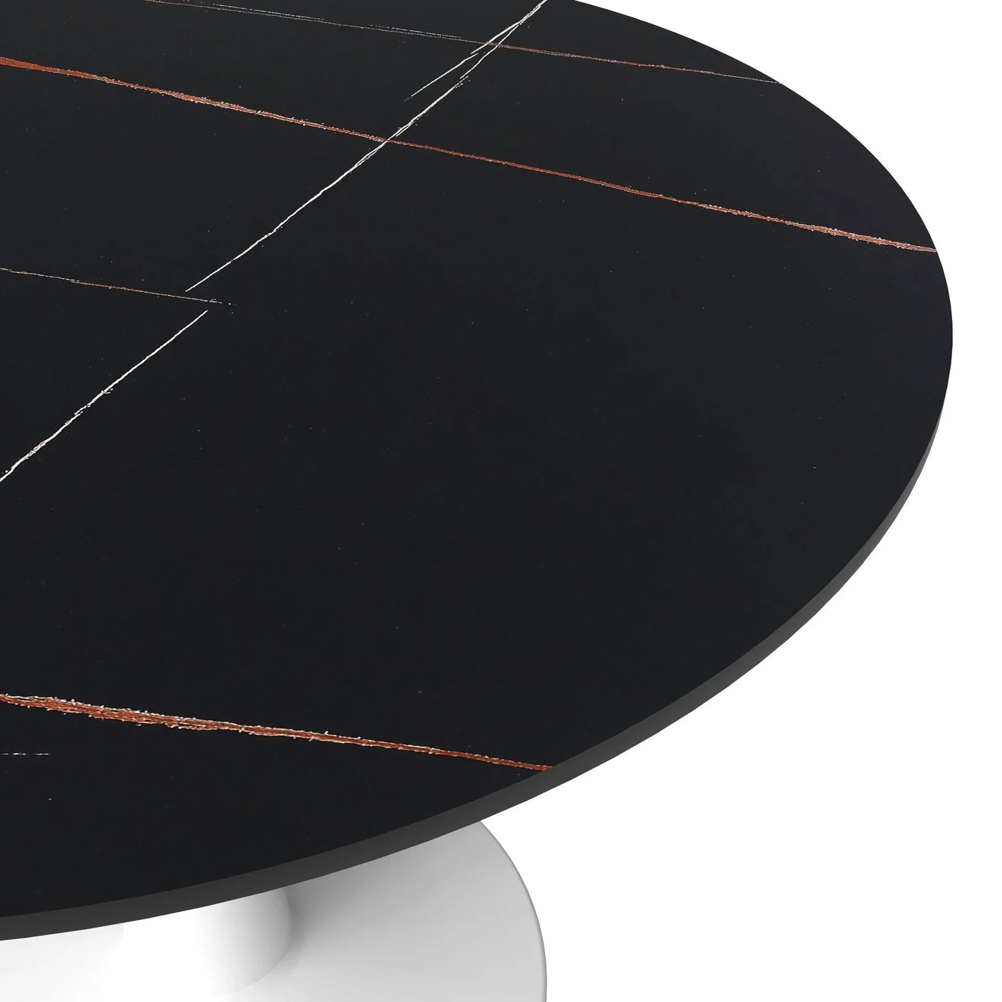 Bristol 40" Round Dining Table with Sintered Stone Tabletop in White Steel - Elax Furniture